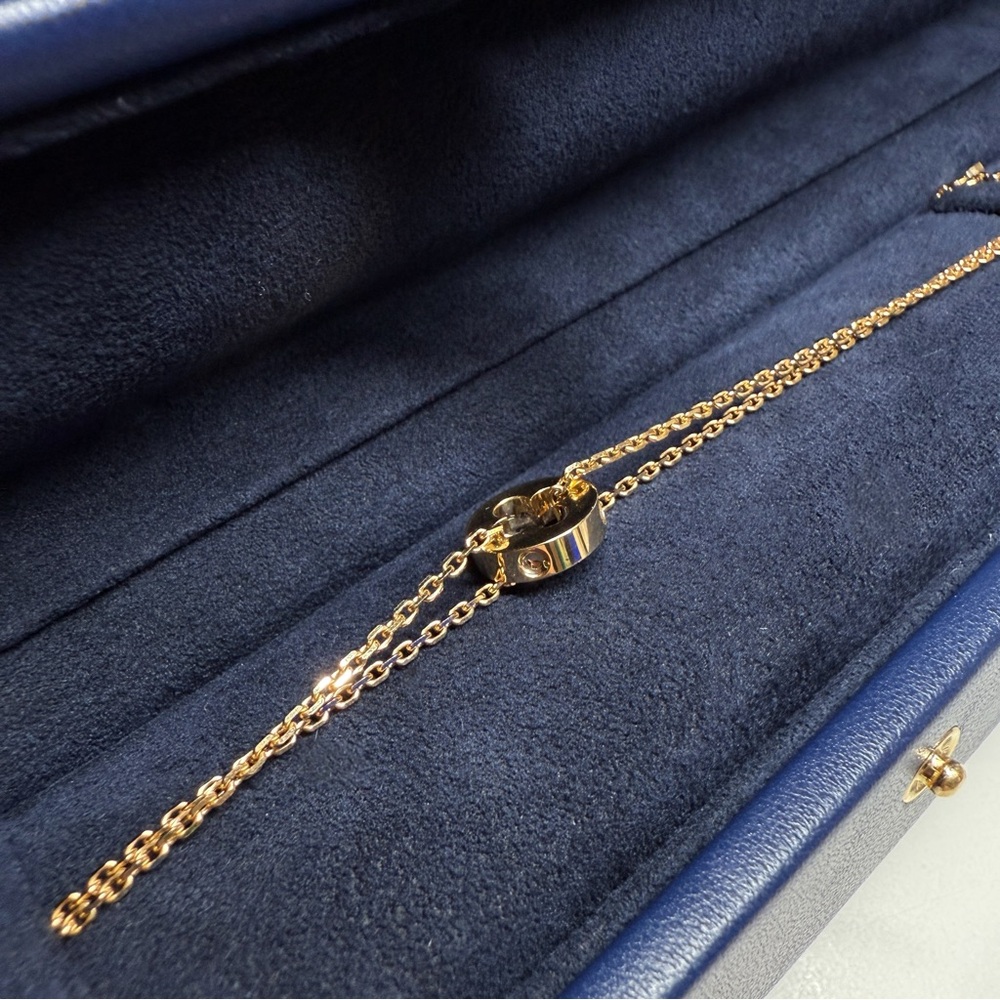 NEW 18k Louis Vuitton Double Chain Flower Charm Bracelet W/ BOX & PAPERS